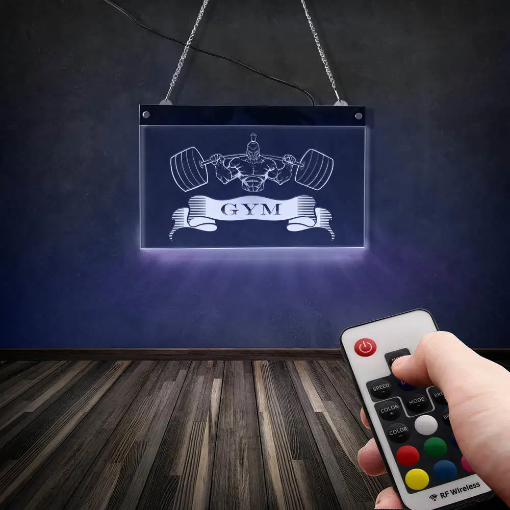 Настенный декор для тренажерного зала подсветка с логотипом в деловом стиле