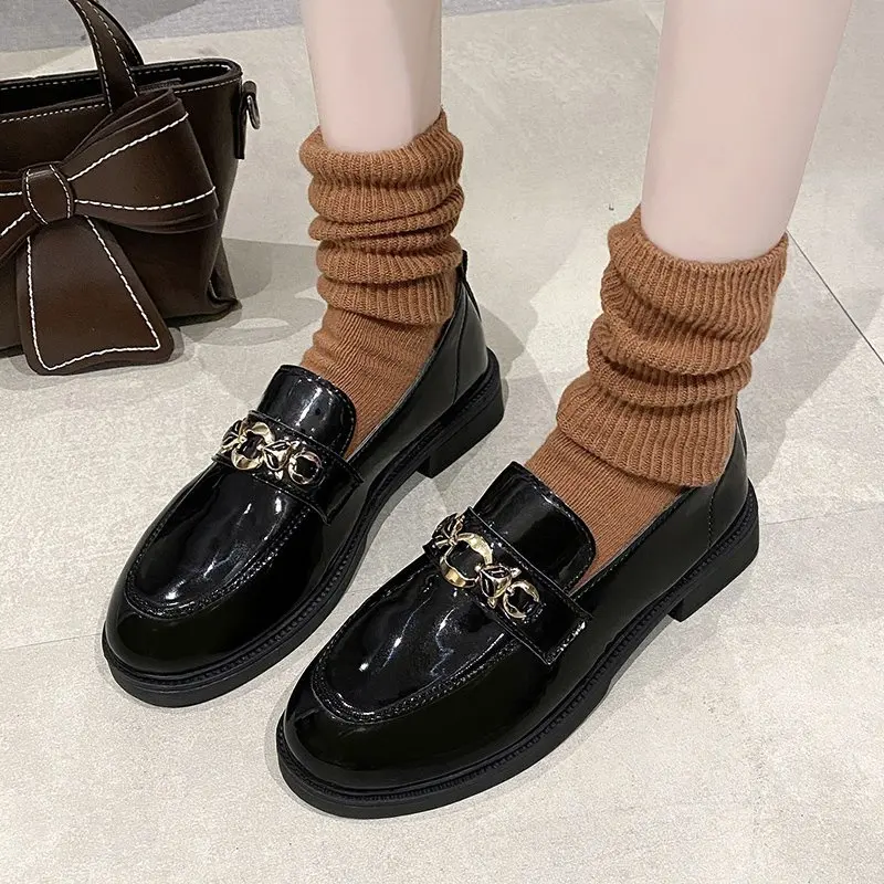 

2021 Spring Women Black Leather Shoes Ladies Vintage Style Oxfords Shoes Fashion Classic Ladies Office Working Shoes
