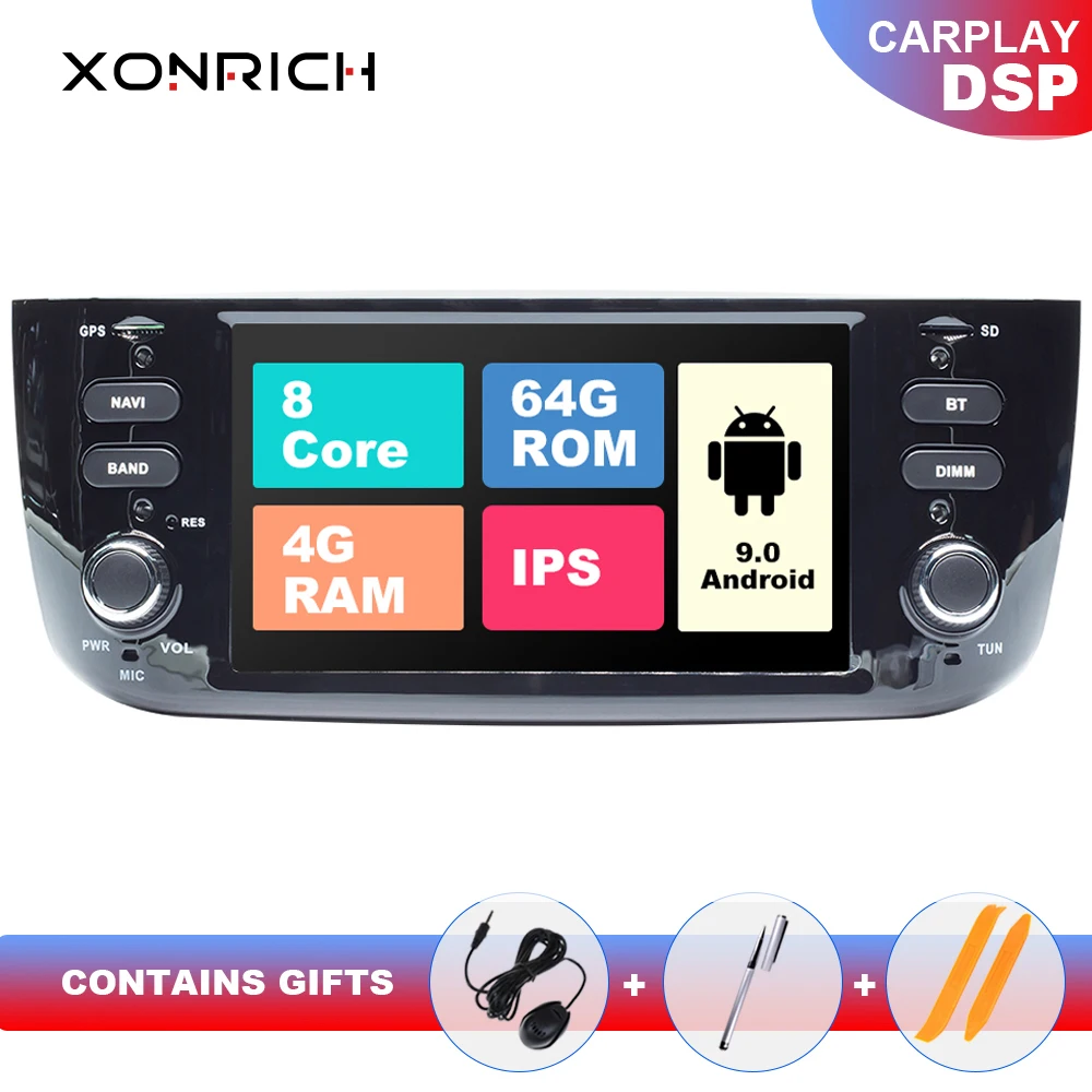 4G 64GB Авторадио 1 Din Android 9,0 автомобильный DVD мультимедийный плеер для Fiat/Linea/Punto evo 2012- gps Навигация стерео ips DSP