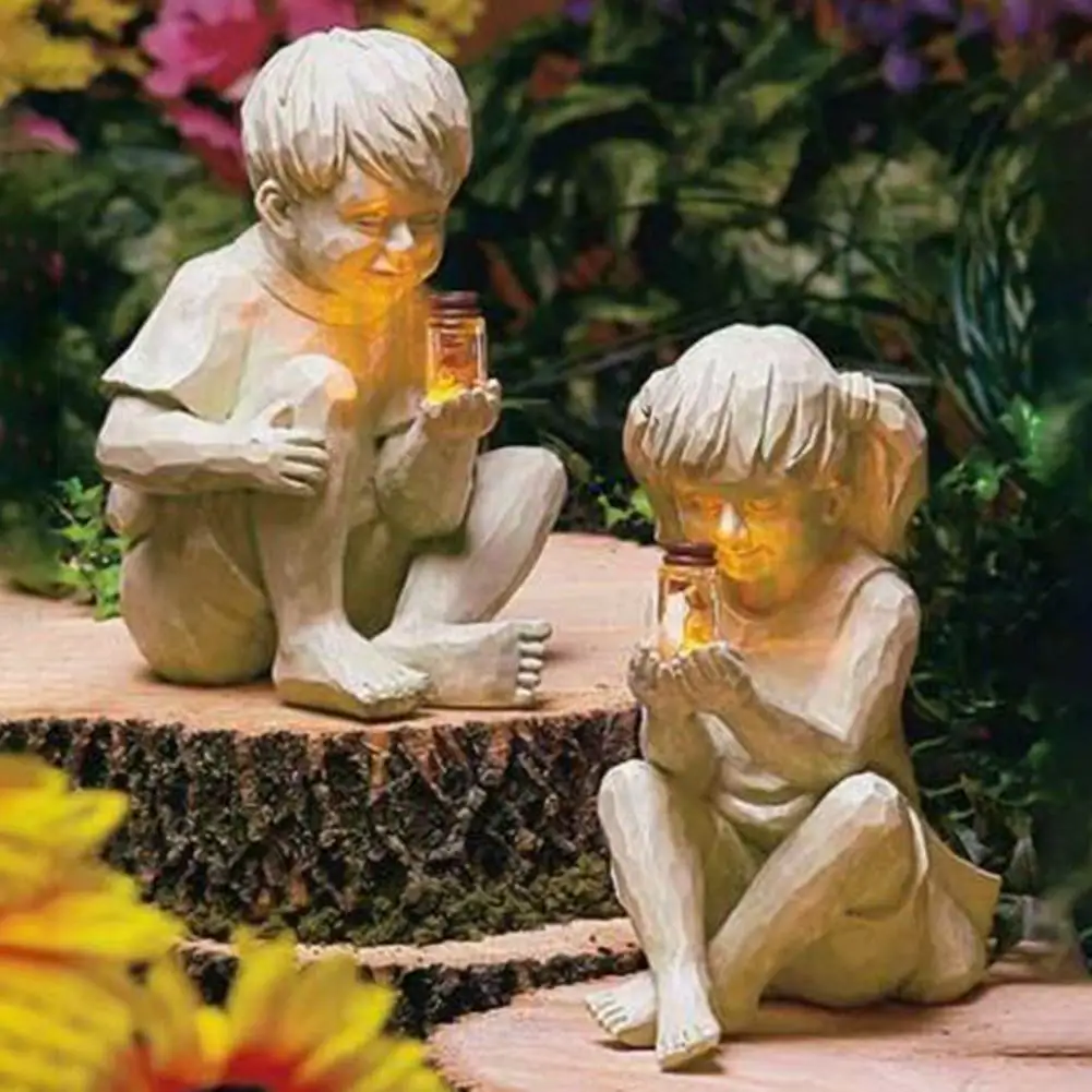 

Eco-friendly Statue Realistic Kids Looking Waterproof Resin Adorable Garden Boy Sculpture for Garden