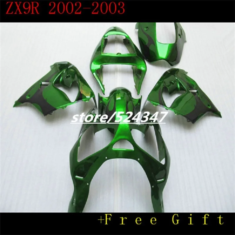 

Лидер продаж, оптовая продажа, обтекатель ZX9R для kawasaki Ninja ZX-9R 2002 2003 ZX9R, зеленый цвет, ZX 9R 02-03, корпус из АБС-пластика
