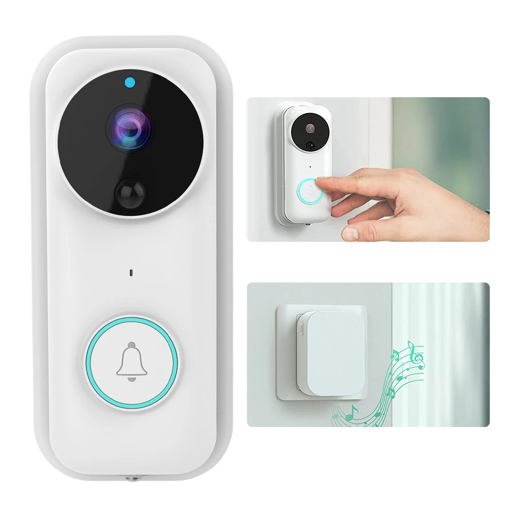 

Video Doorbell Camera Smart Door View Ring With 1080P HD Motion Detection Audio Voice Conversion Cloud SD Storage Security