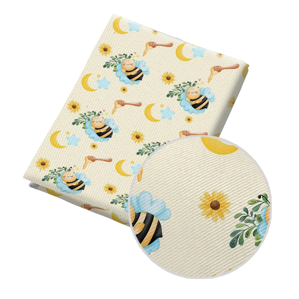 Саржевая ткань из полиэстера и хлопка с мультяшным принтом животных пчелы