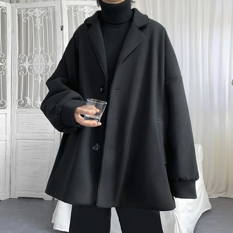 

Men's Wool Coat Loose Suit Solid Color Nylon Jaket Clothes Casual Tidal Current Streetwear Couples Fashion The New Listing