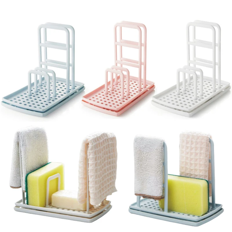 

Multi Function Rag Rack Free Punching Sponge Soap Shelf Dish Cloth Drain Storage Holders Desktop Organizer Kitchen Accessories