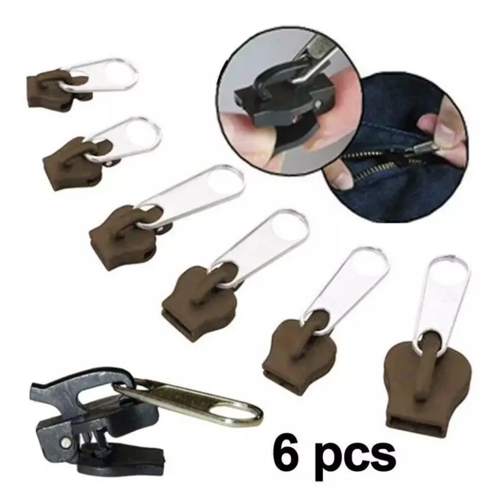 

6 Pcs Universal Pull Lock Repair Kit Replacement Zip Slider Teeth Rescue New Design Zippers Sliders Spirals Sewing Clothes