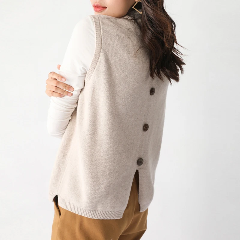 Осень-зима 2020 женский шерстяной жилет без рукавов куртка пальто Женский вязаный