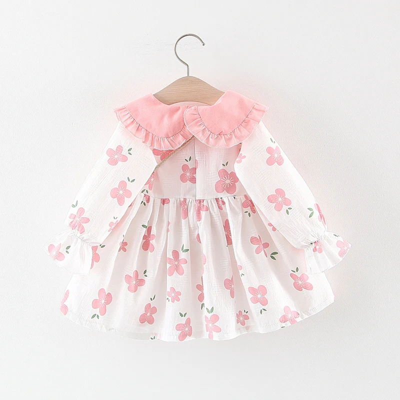 Осенняя одежда для девочек новое модное хлопковое платье с длинными рукавами