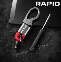 for skoda rapid 2016 2019 2020 2021 car trinket car accessories key keyring metal car leather key ring keychain