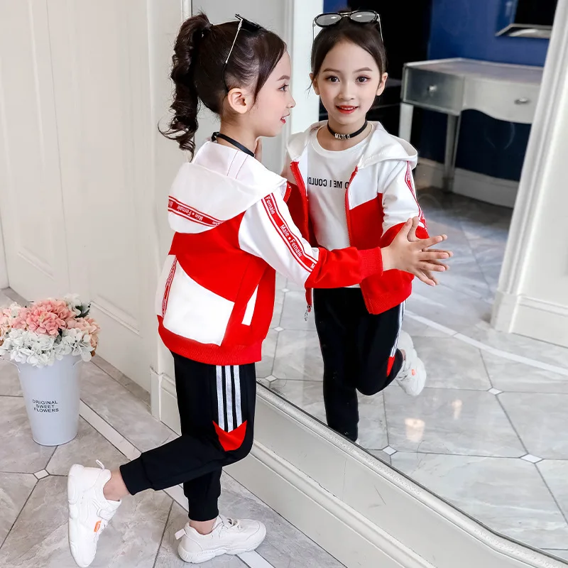 Спортивный костюм для девочек спортивный 2019 г. Осенние детские куртки в полоску