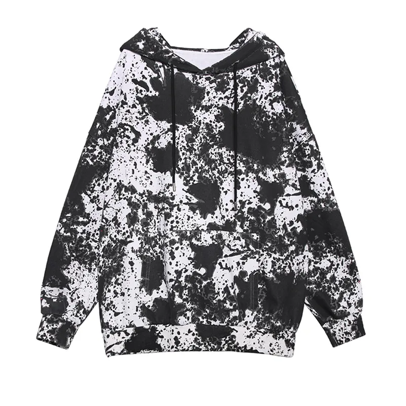 

Hooded sweatshirt female autumn winter ins lazy wind long large size loose woman jacket 2020 spring abstract pattern sweatshirt