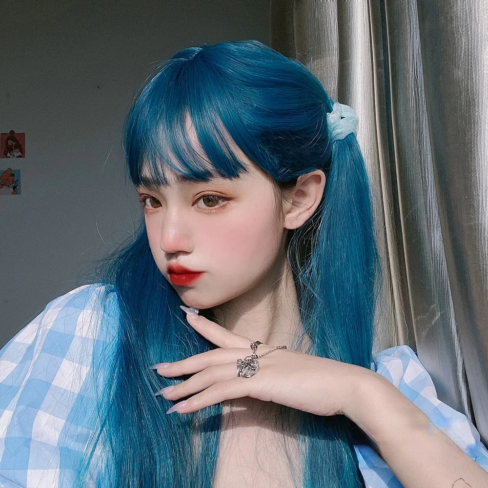 Цветной женский длинный парик прямые волосы онлайн знаменитости Натуральная