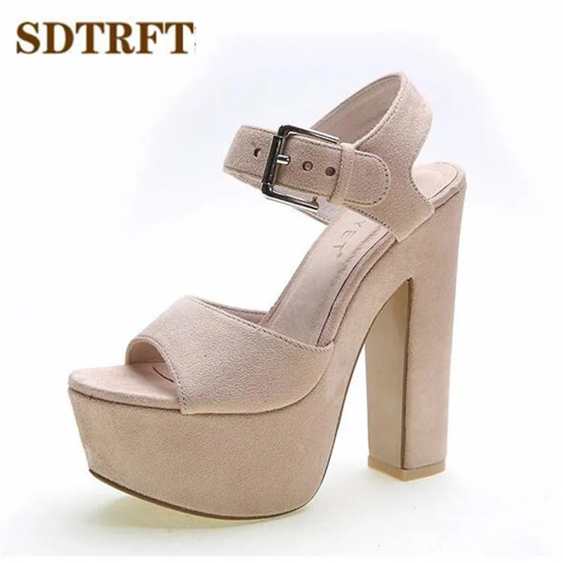 SDTRFT/популярные женские туфли на толстом каблуке 15 см сандалии с ремешками