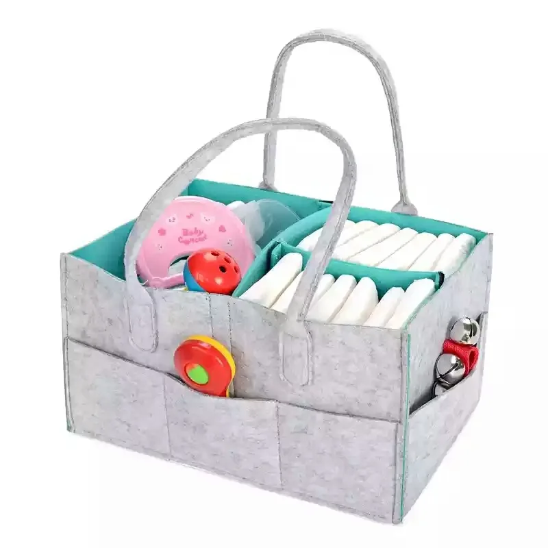 Portable Foldable Felt Diaper Storage Bag Multifunction Kids Clothes Handbag For Baby Diaper Organizer Mom Nappy Bags