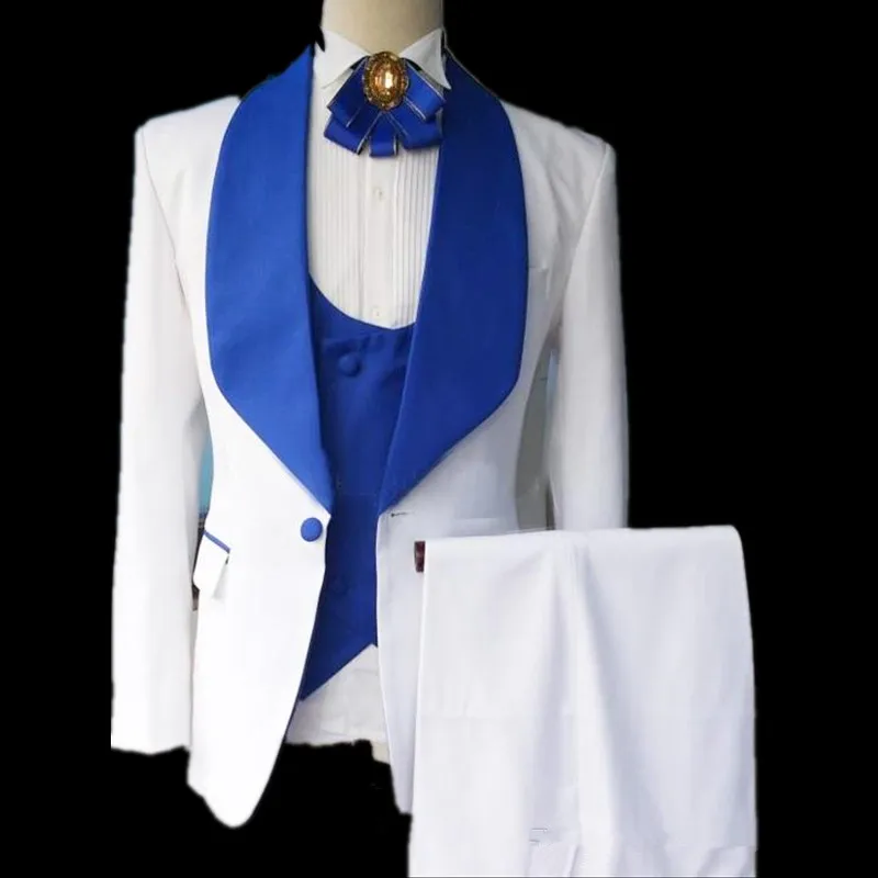 Высокое качество белый свадебный приталенный смокинг для мальчиков синего цвета