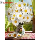 Алмазная вышивка Huacan 5D набор маргариток ваза с бриллиантовой мозаикой картина Цветы Стразы картины Вышивка Украшение стен