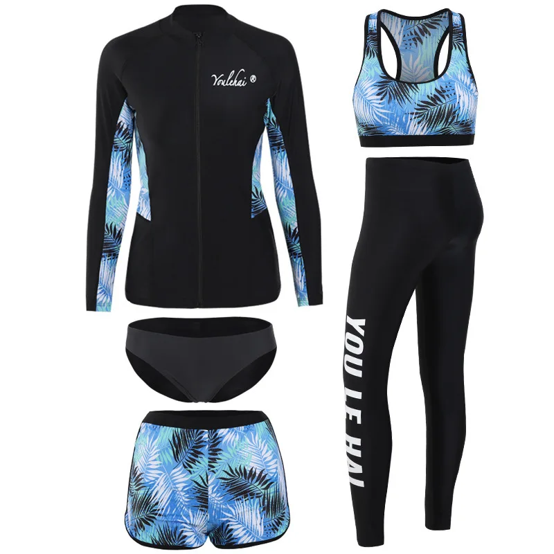 Long Sleeve Swimming Suit For Women Swimwear Windsurf Couple Ensemble Female Pants Sun Protective Training Surf Big Yards Floral | Спорт и