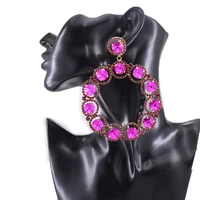 cuier 11cm drop big hoop earrings women jewelry with glass rhinestones dangle earring crystal shiny accessory for wedding