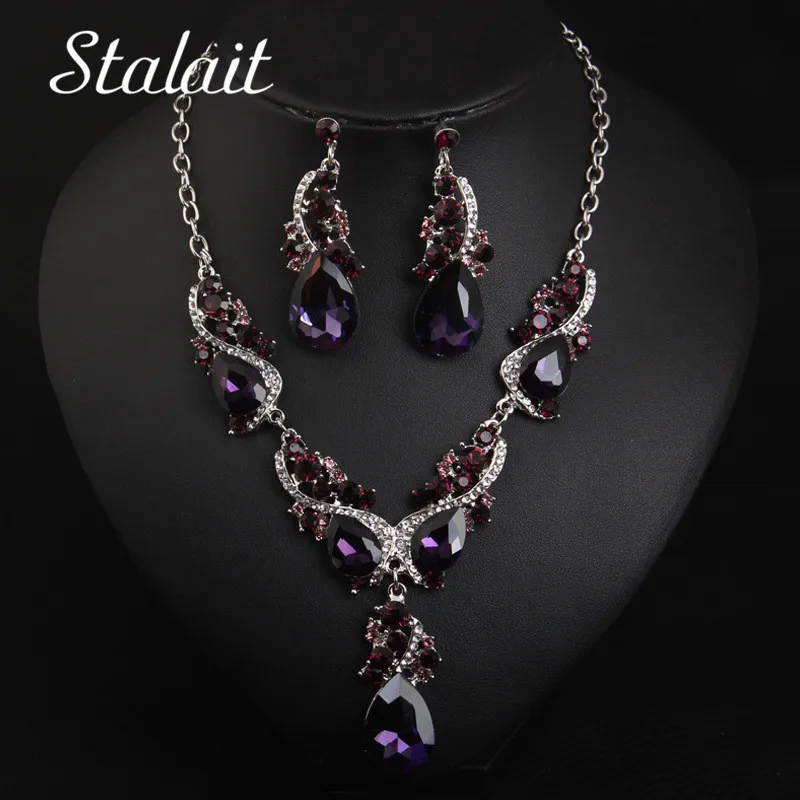 Цепочка с кулоном и серьги серебристого цвета|Ювелирные наборы для невесты| |