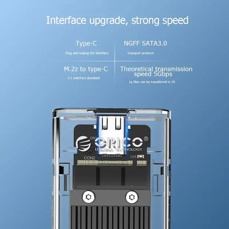 ORICO TCM2F-C3 NGFF для USB3.1 TYPE-C M.2 SSD HDD коробка 5 Гбит/с Корпус жесткого диска чехол для 2230 2242 2260 2280 HDD