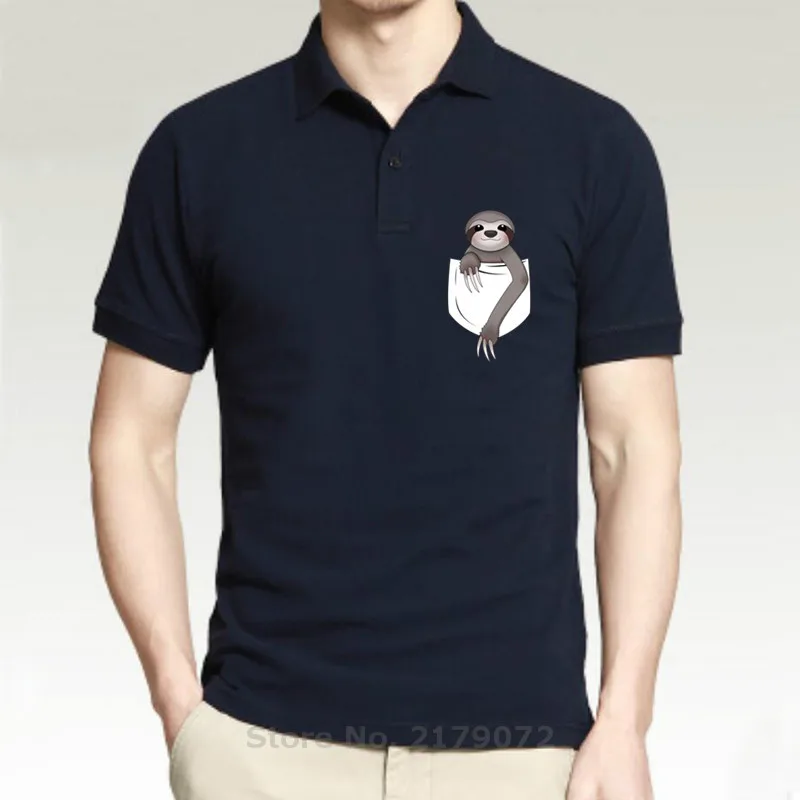 2020 модная популярная футболка поло с принтом Ленивец мужские рубашки карманами