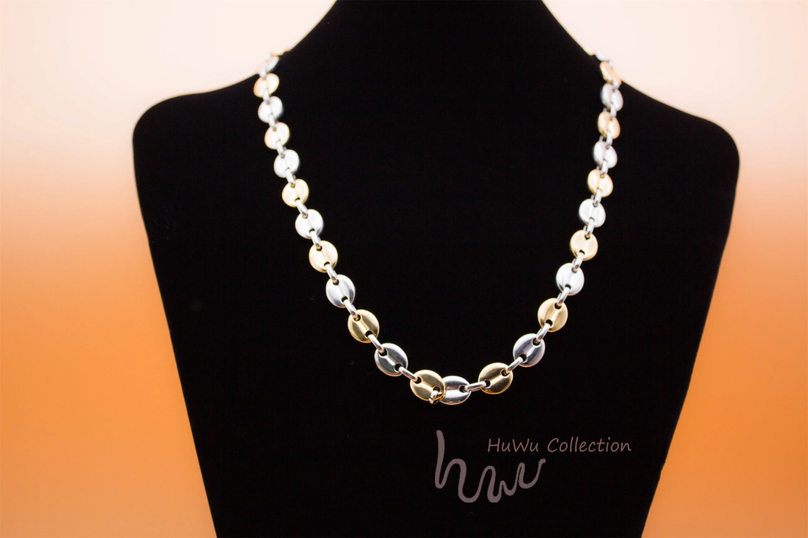 Двухцветная цепочка для кофейных зерен серебристого/золотого цвета два оттенка