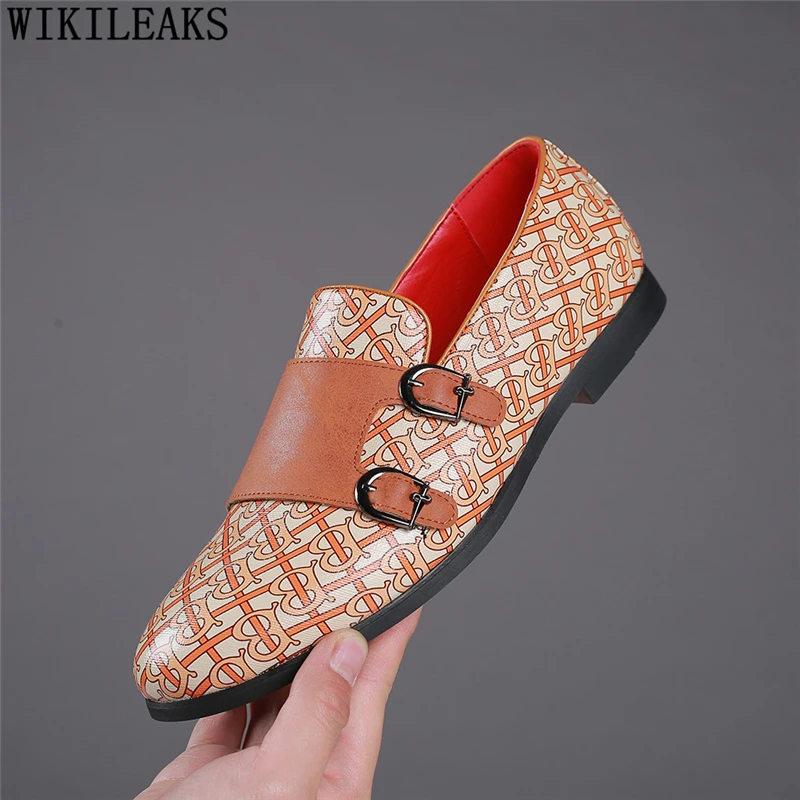 Мужские модельные туфли с двойными ремешками в стиле Монах официальные модные