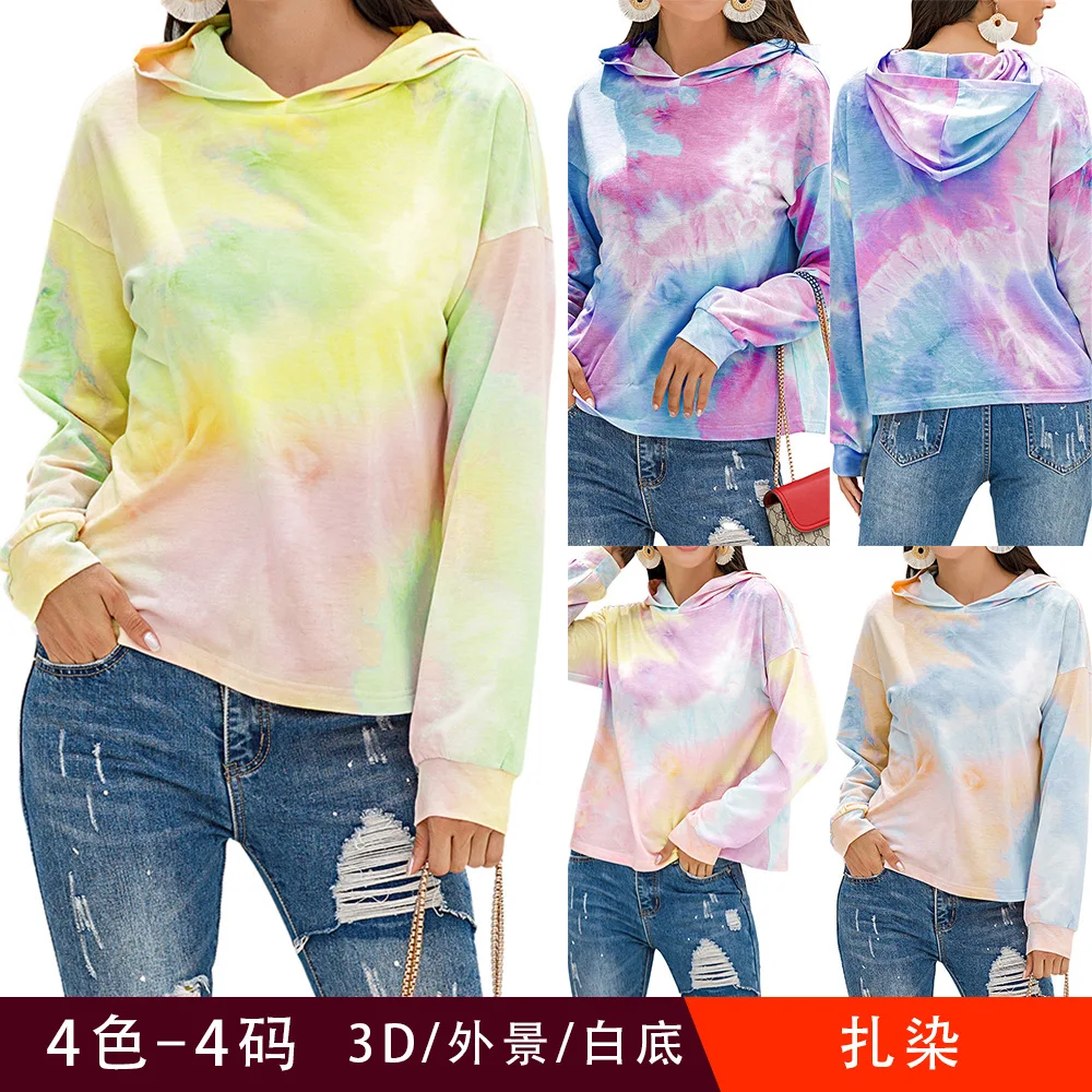 

ZOGAA 2021 Women Tie Dye Hoodie Sweatshirts Autumn Long Sleeve Oversize Ladies Pullovers Casual Loose Pocket Hooded Streetwear