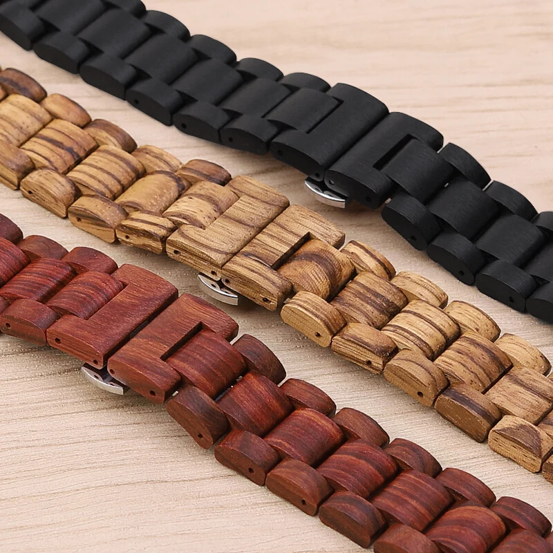 

20mm 22mm Wood Watch Band for Huawei Watch GT Stainless Steel Strap Replacement Bracelet for Galaxy Wathc 3 Gear S3 46mm 42mm
