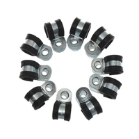 10pcs wiring hose clamp rubber lined p clips pipe cable mounting fix fasteners hardware electrical fittings cable organization