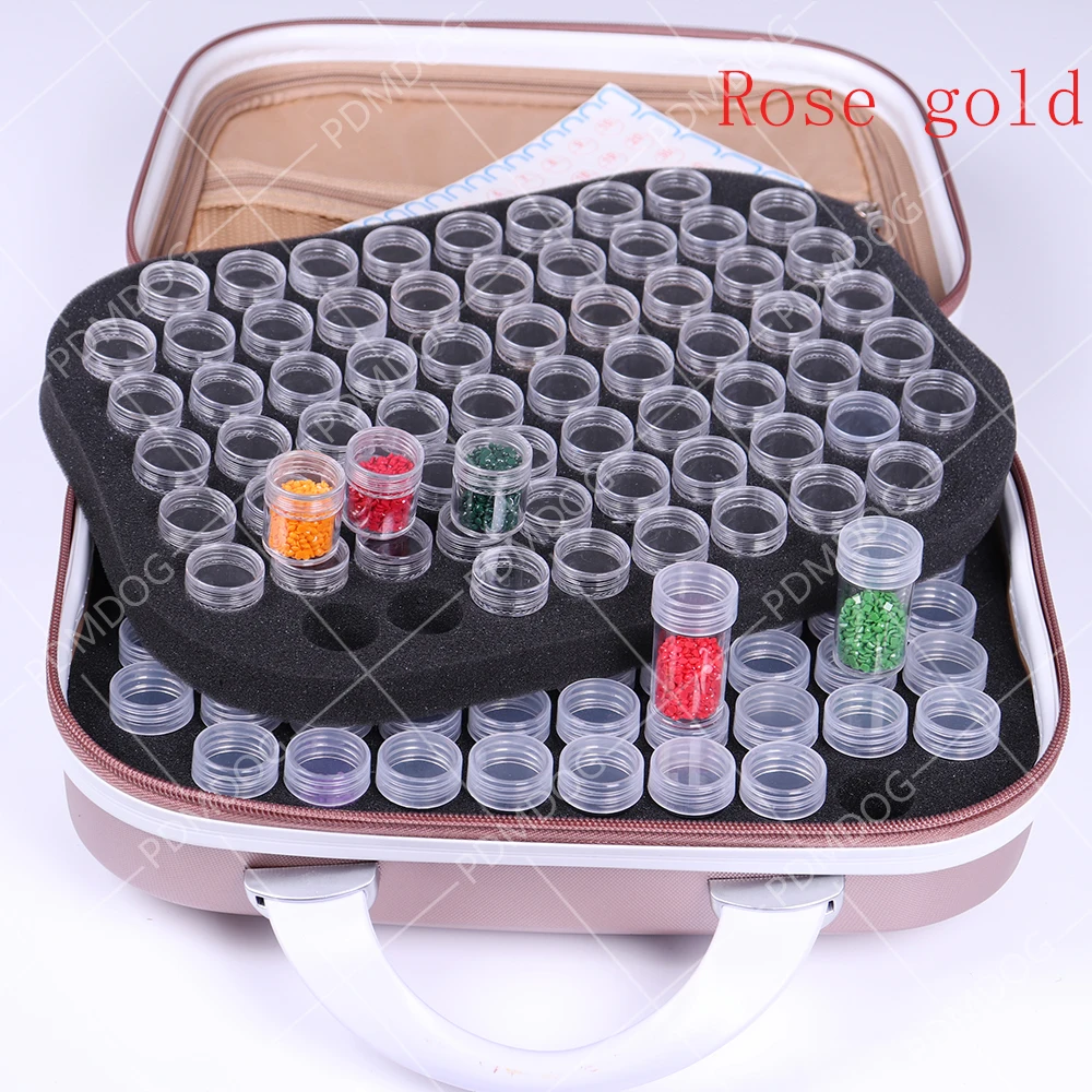 

PDMDOG 132 Bottles Round Diamond Painting Storage Box Bead Container Embroidery Handbag Diamond Bead Organizer Case