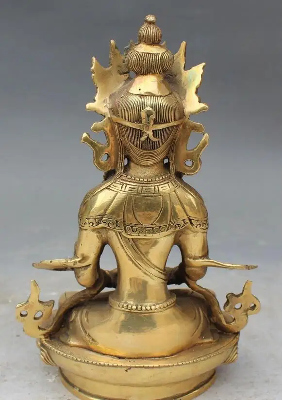 9&quot Chinese Tibetan Buddhism Bronze Amitayus longevity God Goddess Buddha Statue | Дом и сад