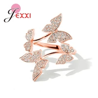 hot sale 925 sterling silver shine butterfly zircon rings for women open adjustable crystal rings weddings party jewelry gifts