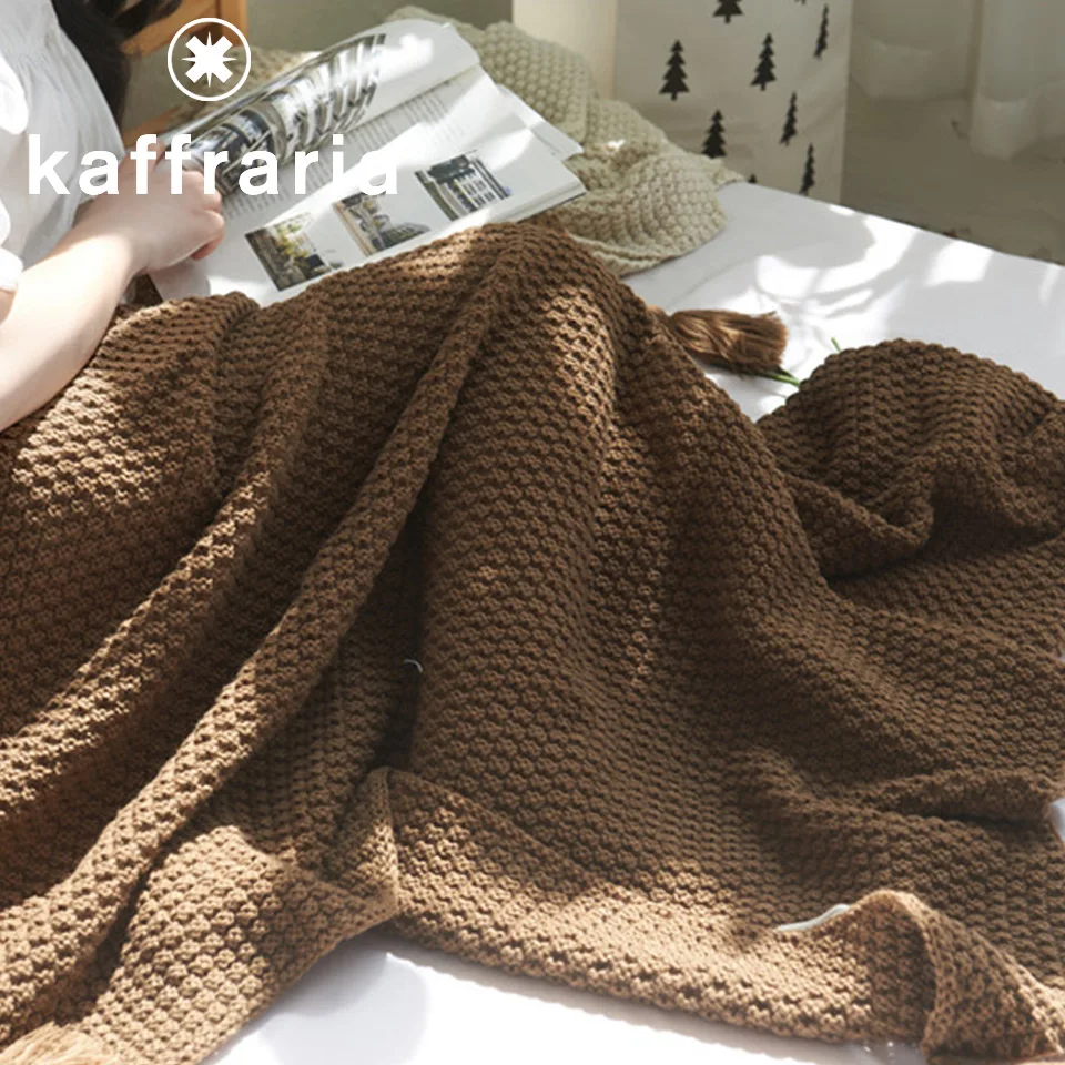 Модное трикотажное одеяло с кисточками домашний диван офисный кондиционер