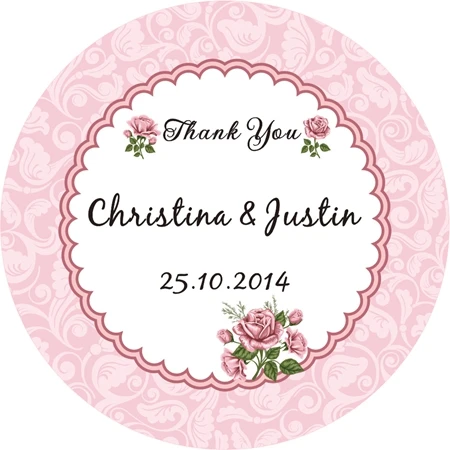 

New Paper,Custom Adhesive Sticker / Label,For Wedding / Party,Circle 5cm