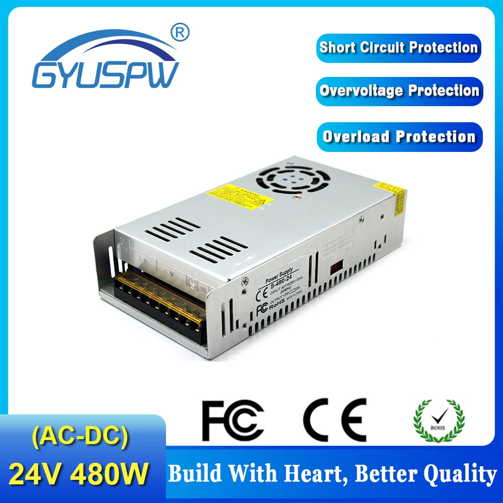 Импульсный источник питания DC24V 20A 480 Вт светодиодный трансформатор драйвера 110 В