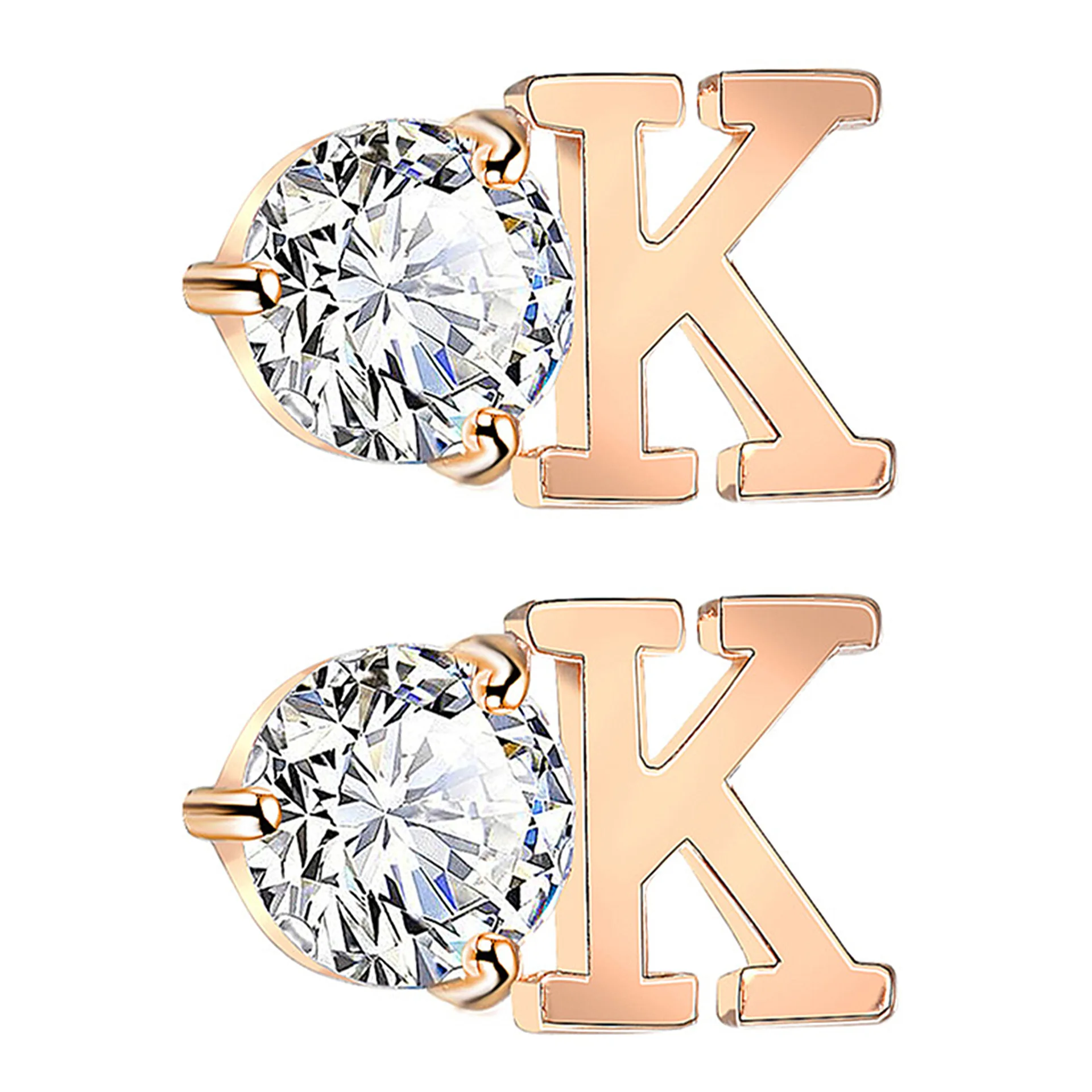 Женские серьги гвоздики с надписью ASHMITA гипоаллергенные кубическим цирконием