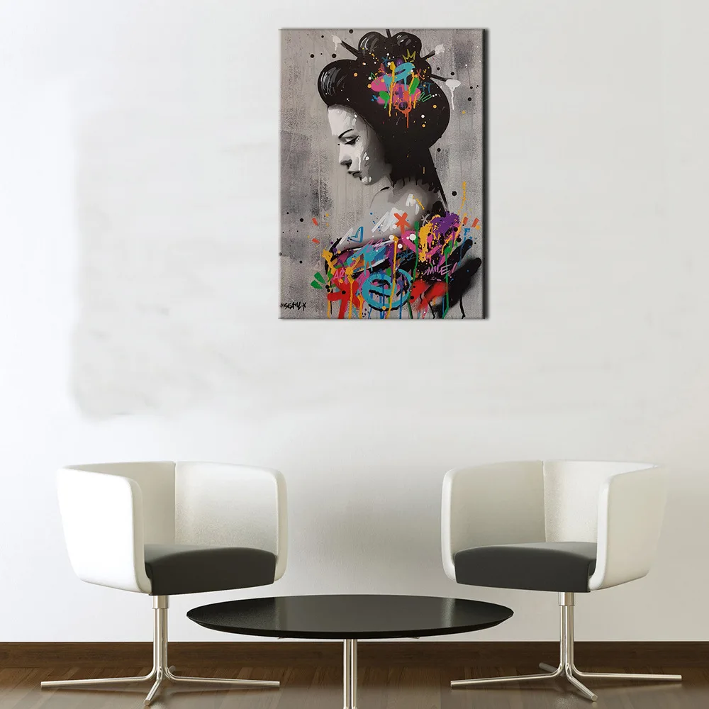 Японская женская Абстрактная Картина на холсте настенная Художественная печать