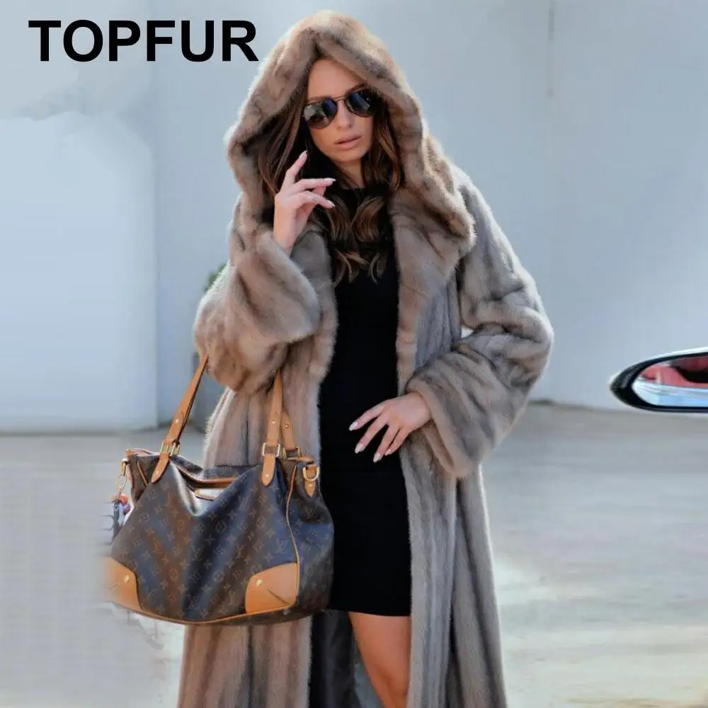 TOPFUR зимняя индивидуальные X длинное пальто из натурального меха женская шуба