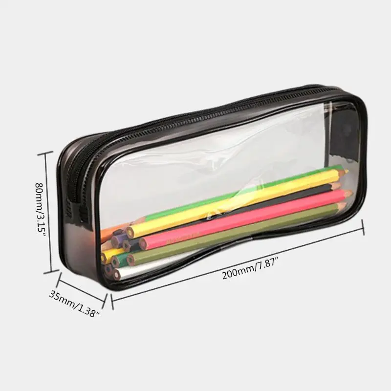 

G92E Portable PVC Pencil Case Travel Toiletry Bag Big Capacity Stationery Pencil Bag