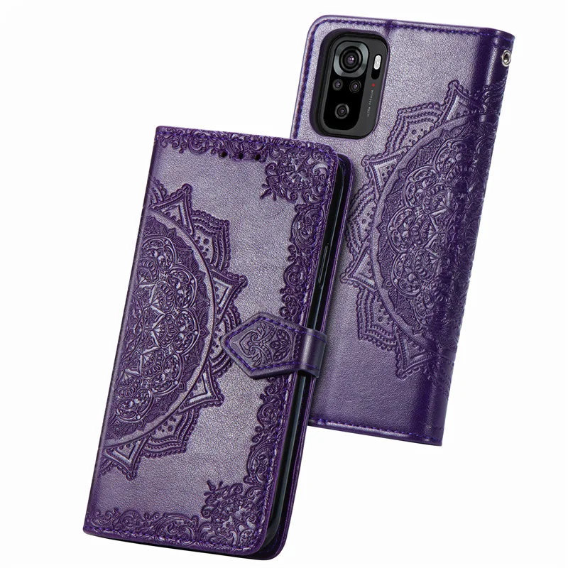 Wallet Case For Xiaomi Redmi Note 10 Cover Bag Floral Filp TPU Leather Cover For Redmi Note 10 Cover For Redmi Note 10 Case Book