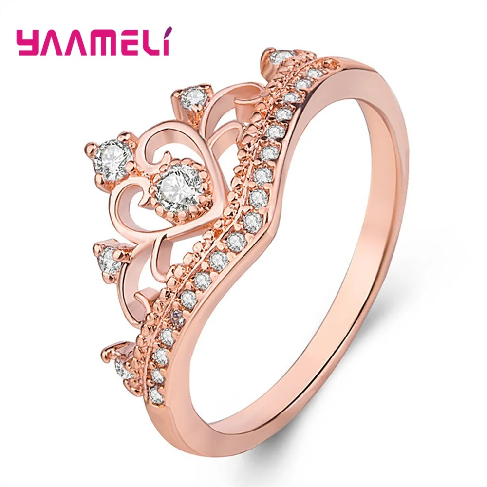 Королева Принцесса Корона Кольца для женщин Женские Твердые 925 пробы серебро AAA