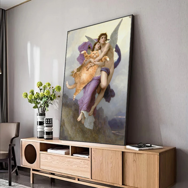 

Cat Nude Man & Woman Retro Nostalgia Canvas Posters Prints Painting Wall Art Living Room Bedroom Decoration Pictures No Frame