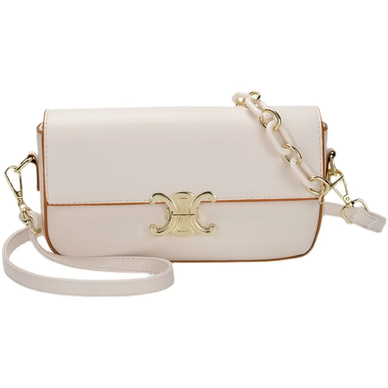 

White Fashion Flap Crossbody Bags For Women PU Leather Small Square Bag Clutches Casual Shoulder Messenger Bag Small Handbags