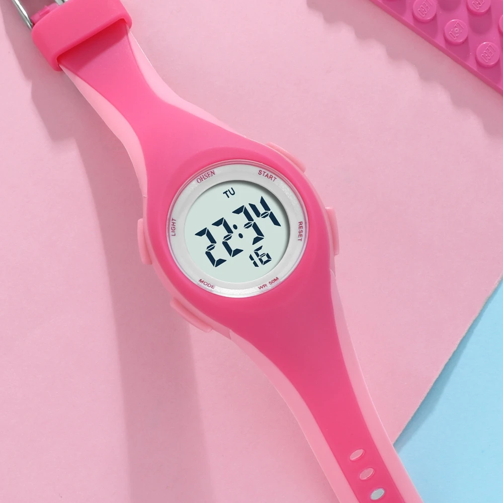 Cute Pink Silicone Children Wristwatch Outdoor Sport Waterpr