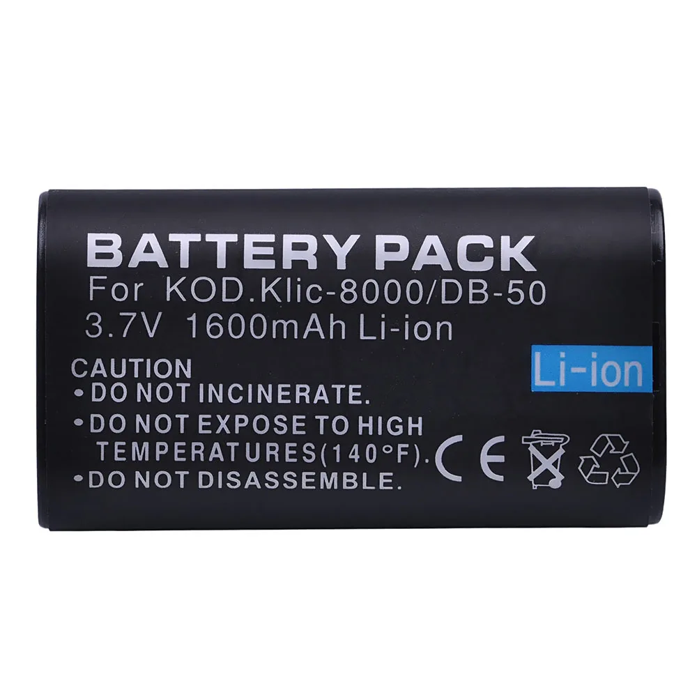 

1600mAh Klic-8000 DB-50 Klic 8000 DB50 Battery for Kodak EasyShare Z612, Z712is, Z812is, Z8612is, Z1012, Z1012is, Z1015is, Z1085