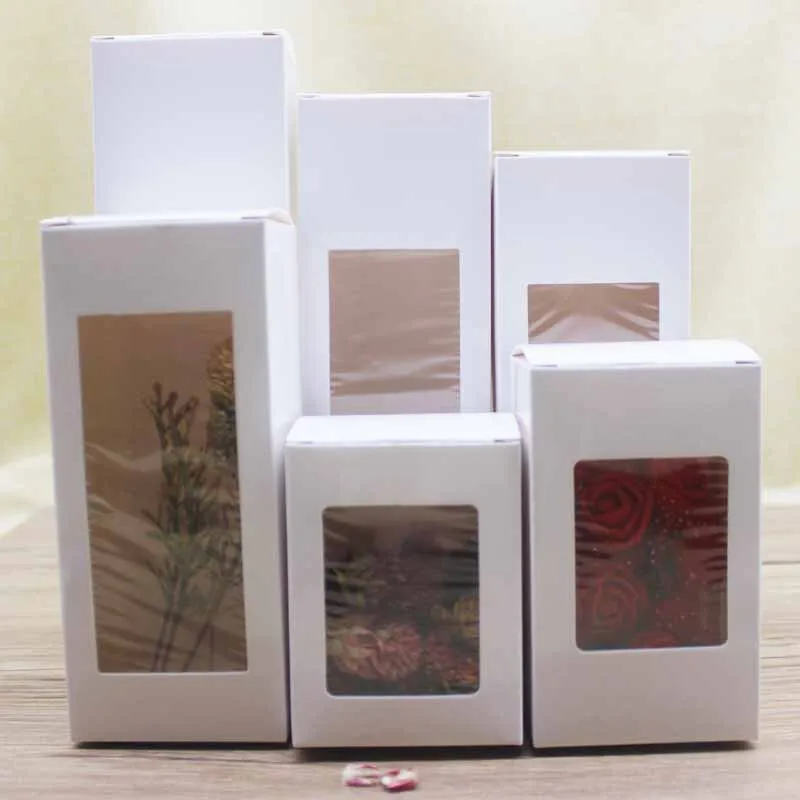 

10pcs 6size retangular gifts package boxes 6x6x8/10/14/18/16/20cm paper box white home party suppiles candy wedding faovrs boxes