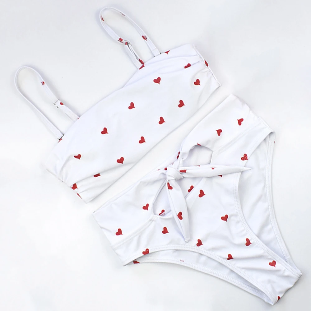 Женский купальный костюм в горошек купальник с высокой талией бикини принтом