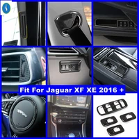 carbon fiber look interior refit kit pillar a air ac steering wheel ring head lamps cover trim for jaguar xf xe 2016 2019