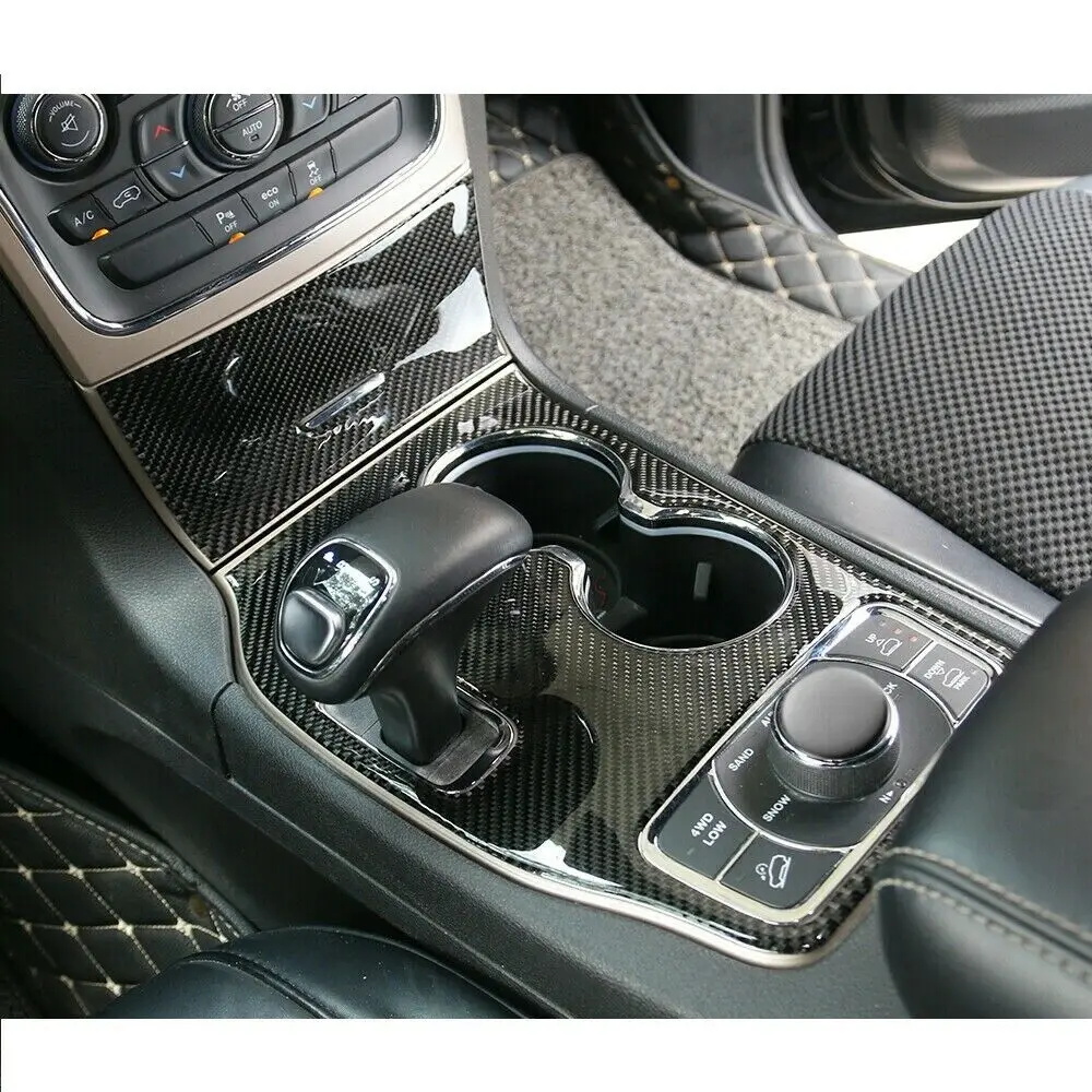 

Carbon Fiber WaterCup Holder Panel Cover Trim Fit For Jeep Grand Cherokee 2014-2015